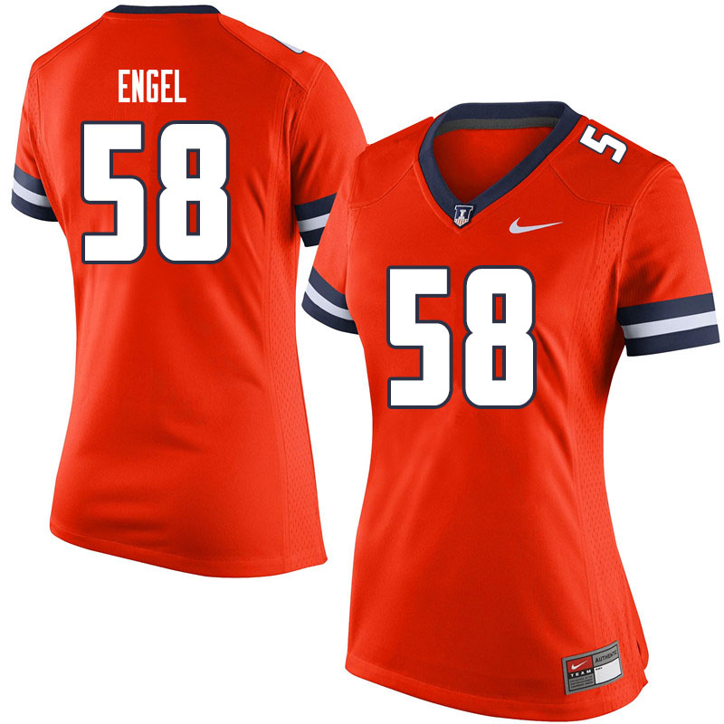 Women #58 Preston Engel Illinois Fighting Illini College Football Jerseys Sale-Orange